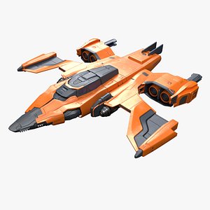 3D Orange Fighter Spaceship model