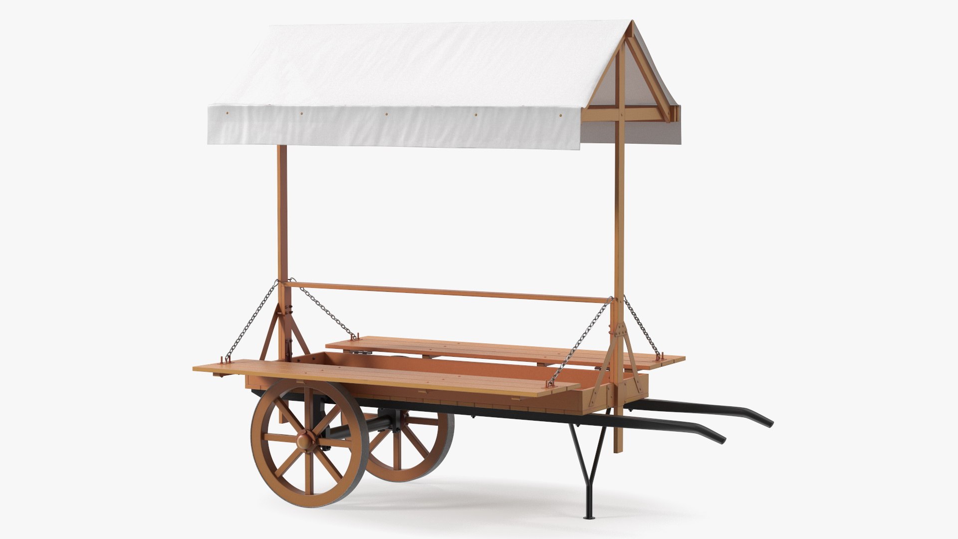Medieval Market Cart with Awning 3D model preview