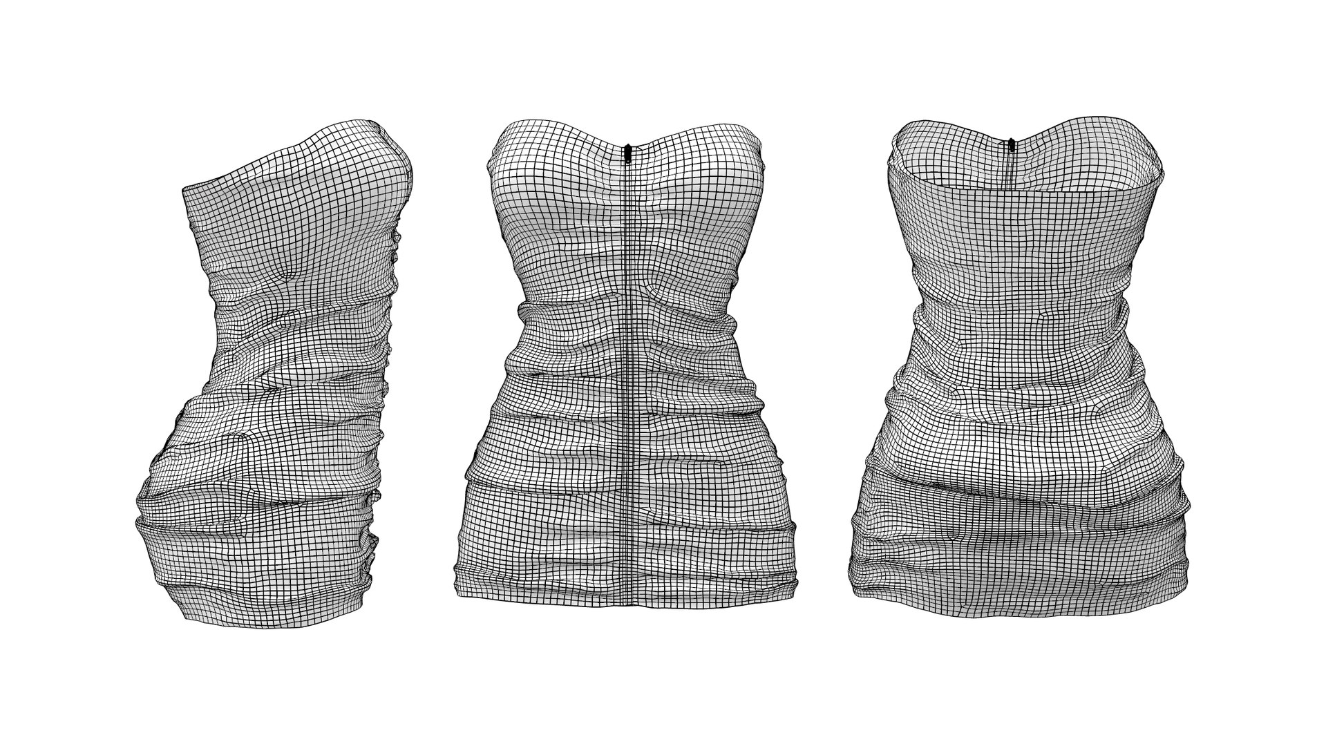 Strapless Ruched Mini Dress 3d Model - Turbosquid 1750740