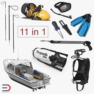 Diving Equipment 3D Models Collection