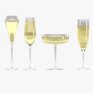 3D Champagne glasses Pack