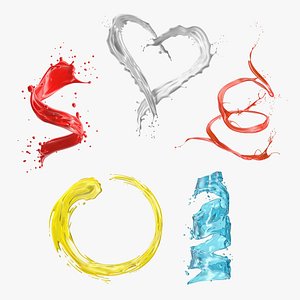 3D Liquid Splashes Collection 3 model