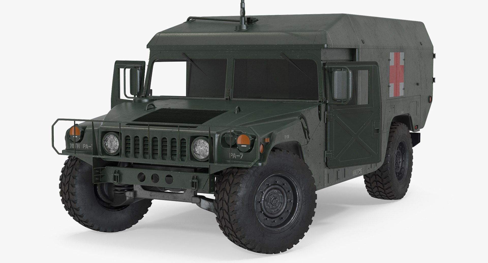 Ambulance Military Car HMMWV m996 Rigged 3D Model preview