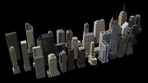 New York City Mid Poly Skyscrapers  Blender 3D Asset Library Kit 3D model
