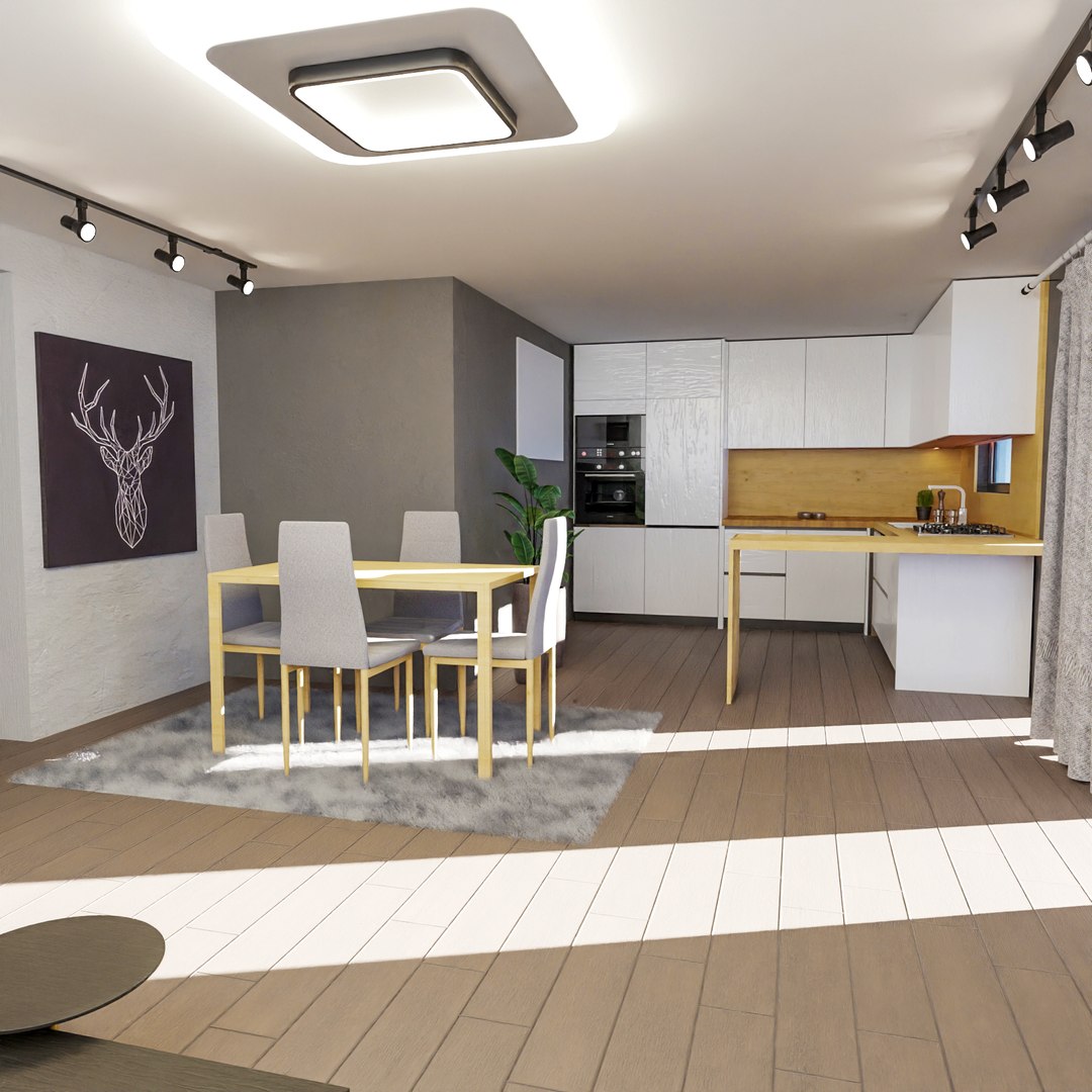 Kitchen And Living Room 3D Model - TurboSquid 2218890
