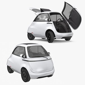 Two-Seater Compact City EV White Rigged 3D model