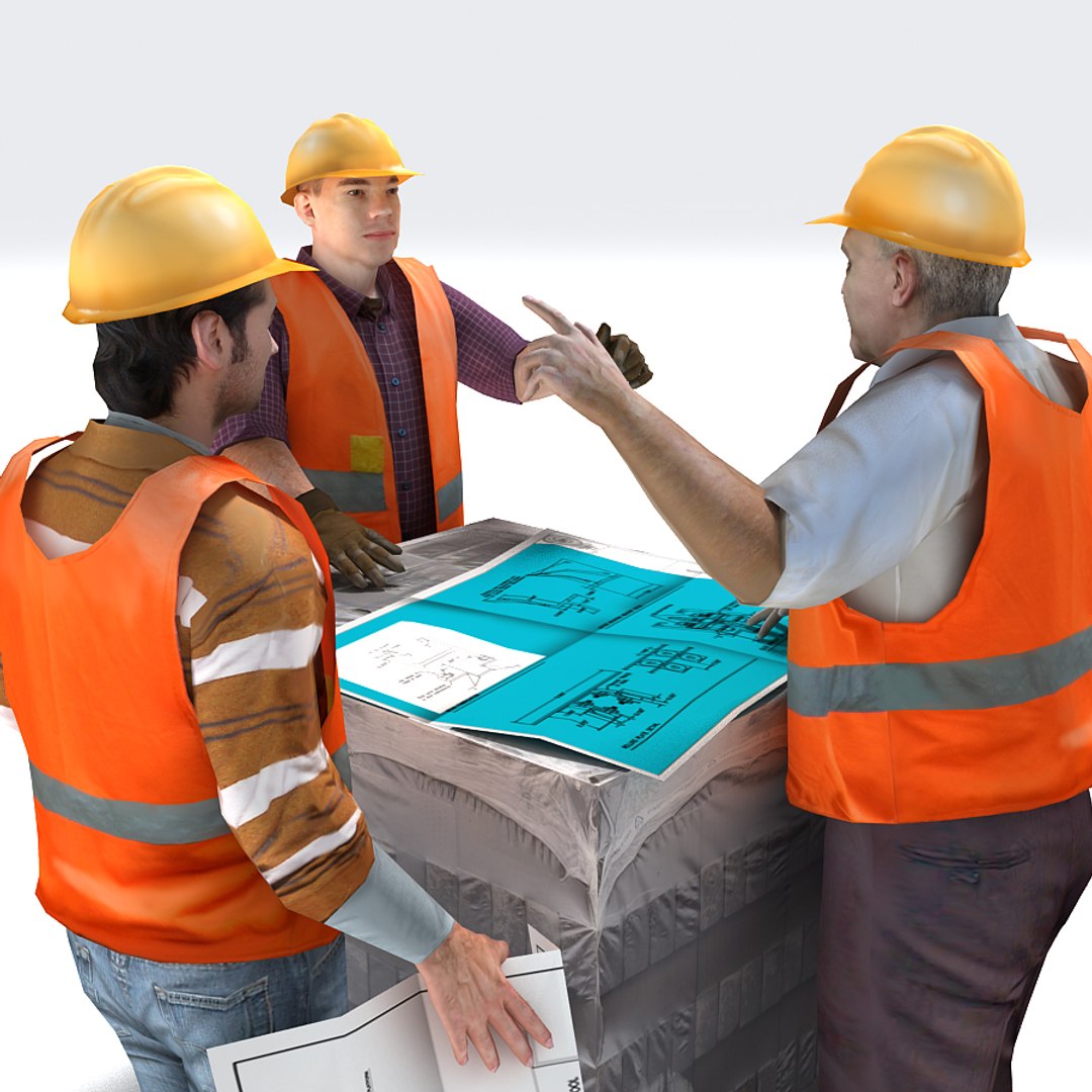 workers pallet loads 3d model