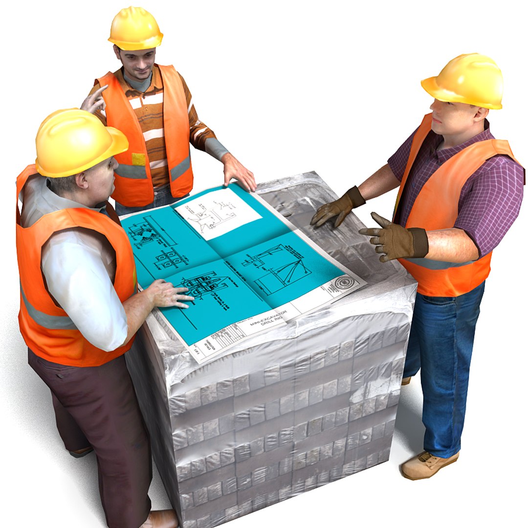 Workers Pallet Loads 3d Model