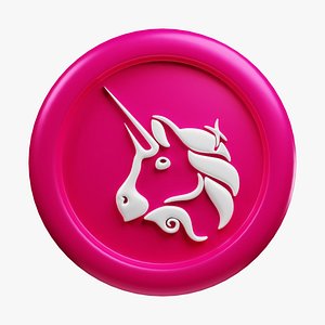 Uniswap or UNI Pink Crypto Coin with cartoon style