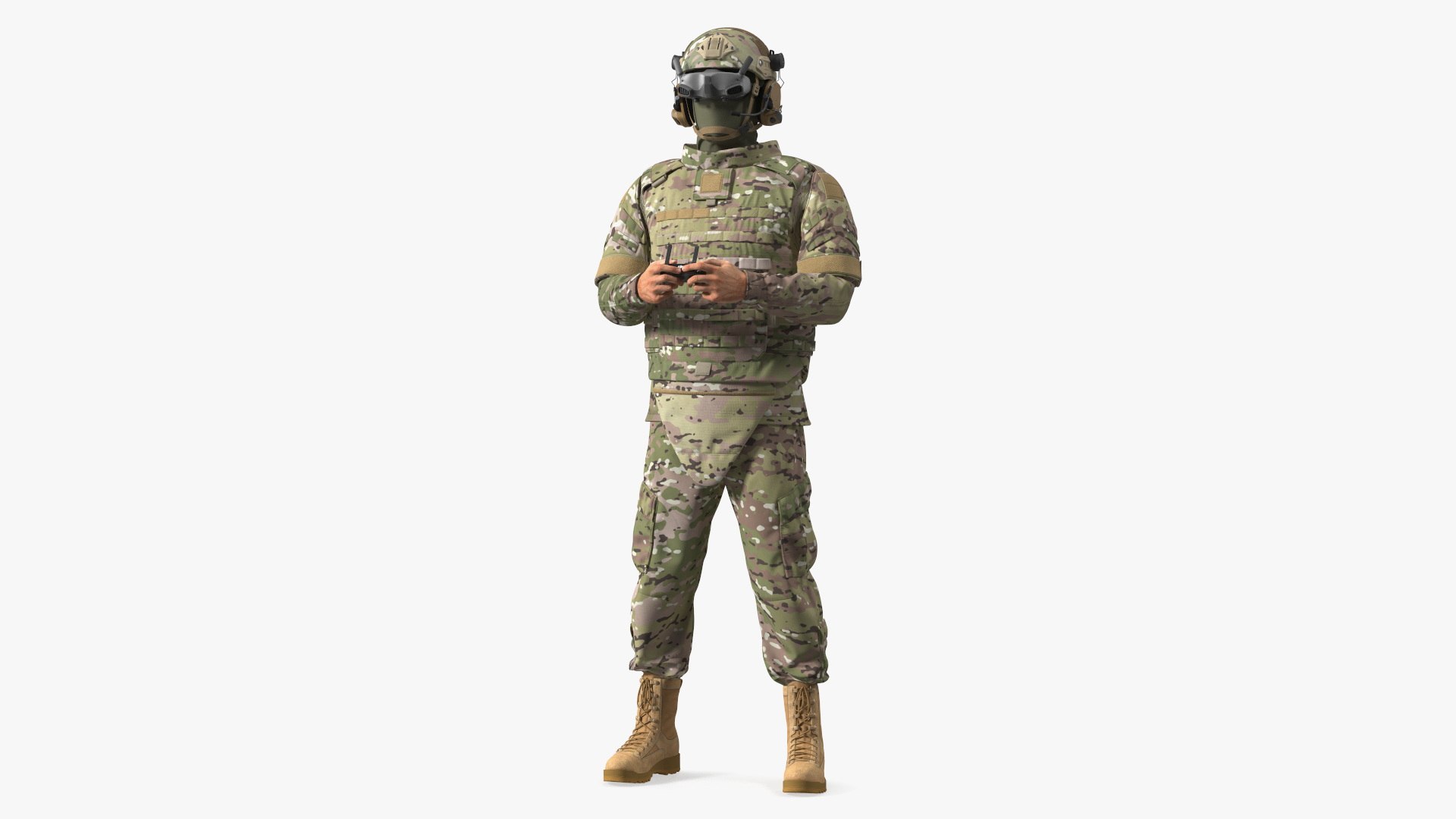 FPV Drone Military Operator Fur Rigged 3D model preview
