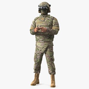 3D FPV Drone Military Operator Fur Rigged