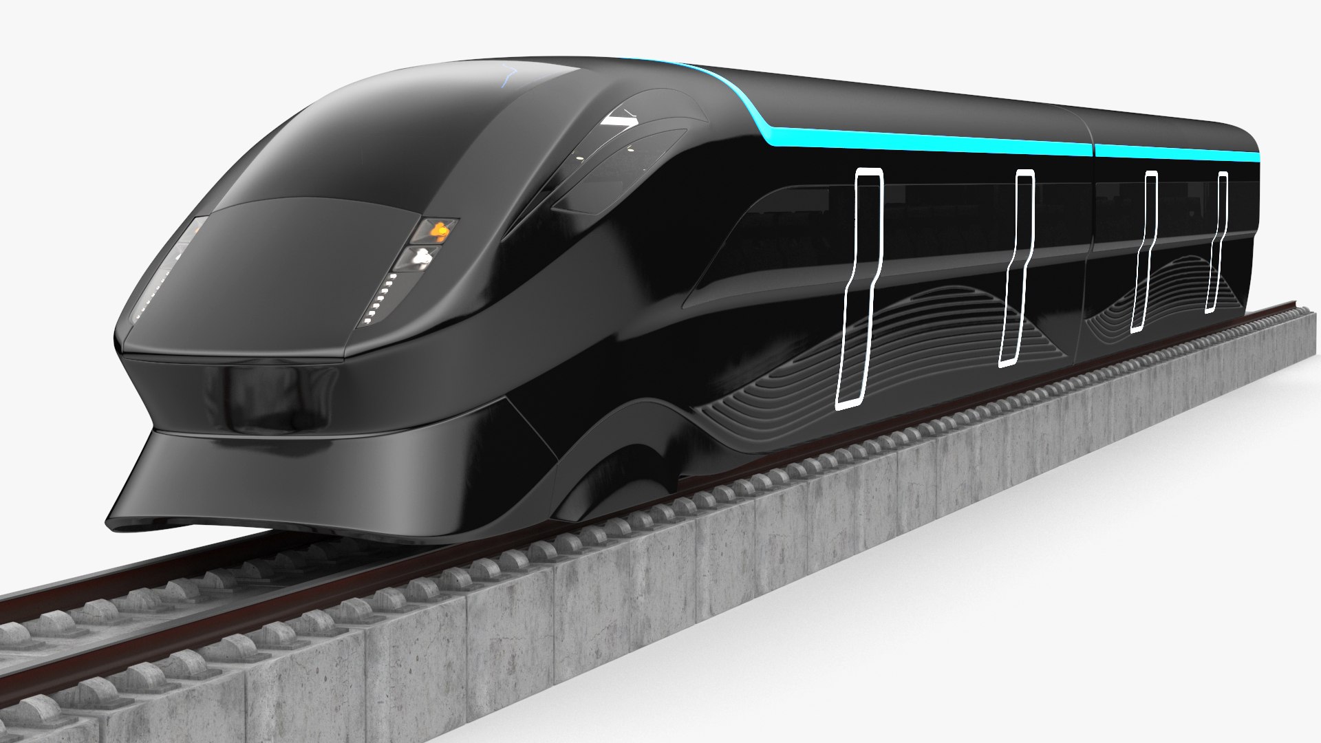 Futuristic Passenger Train on the Rails 3D model preview