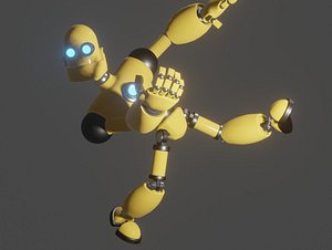 Blender Robot Character  Game Robotic. world flag