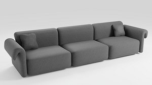 Sofa of elegant shapes in a minimalist style in dark colors 3D