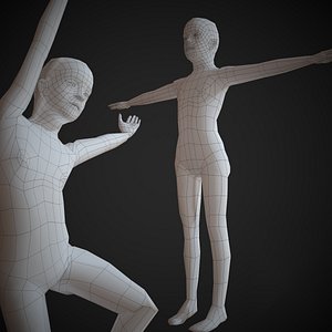 Rigged Low Poly Girl Basemesh