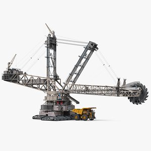 Mining Multi Bucket Wheel Excavator with Heavy Duty Dump Truck Liebherr Rigged