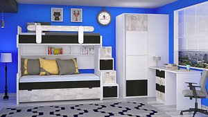 3D kids room design scene