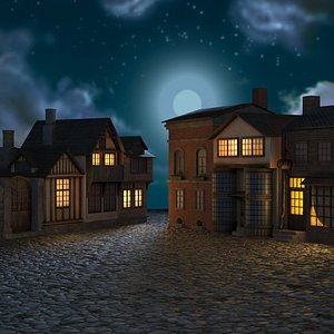 cartoon houses 3D model