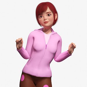 Sleepwear Pajama  Outfit  Playful Pose Stylized 3D Cute Girl