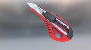 Box Cutter Lowpoly Red Plastic