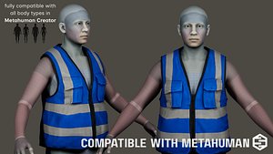 Worker Blue Vest - MetaHuman Compatible Low-poly 3D model