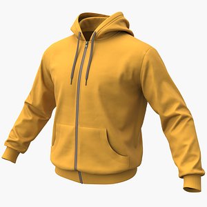 realistic yellow hoodie 02 3D model