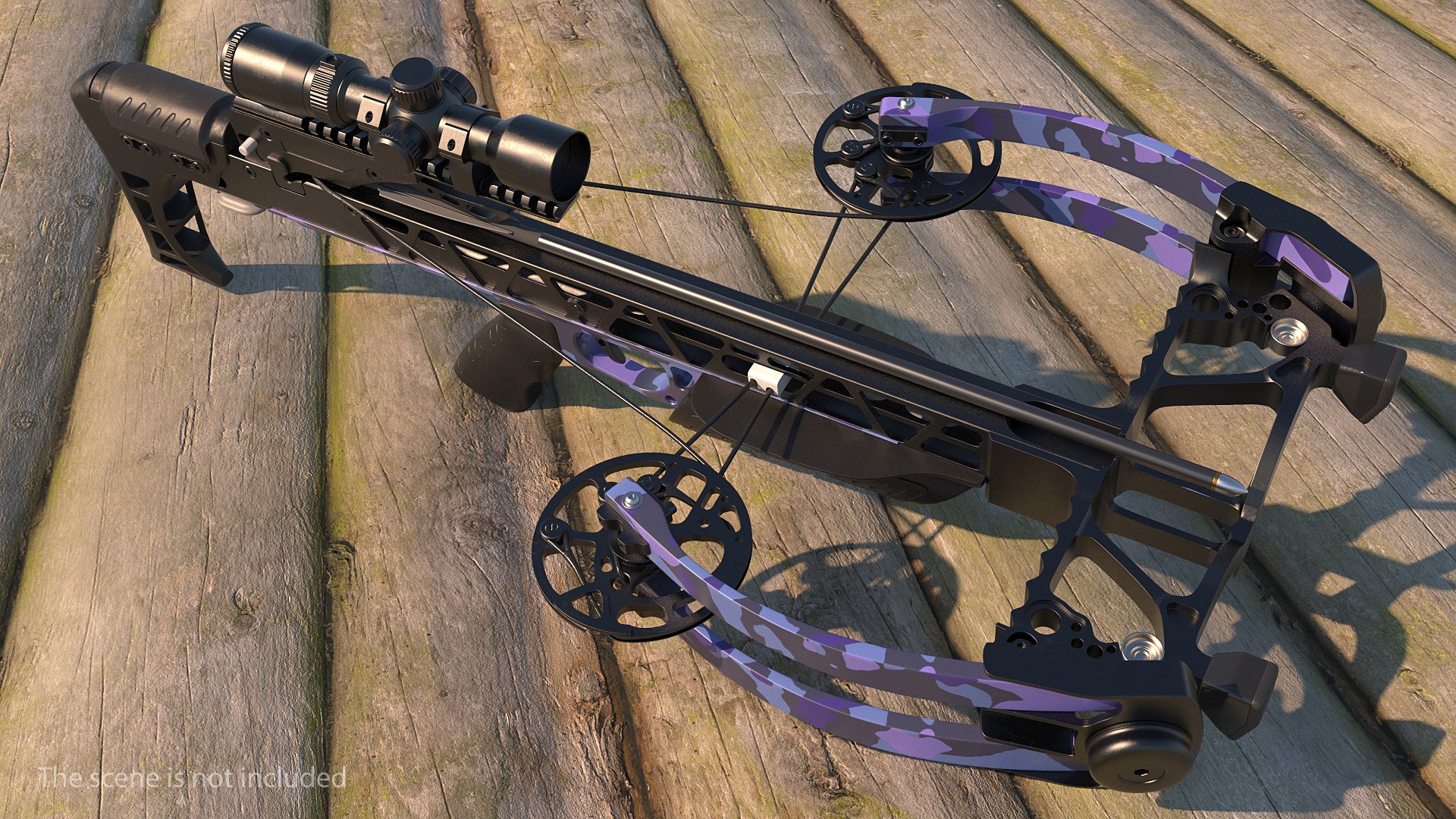 Crossbow Camo Generic with Arrow and Scope 3D model preview