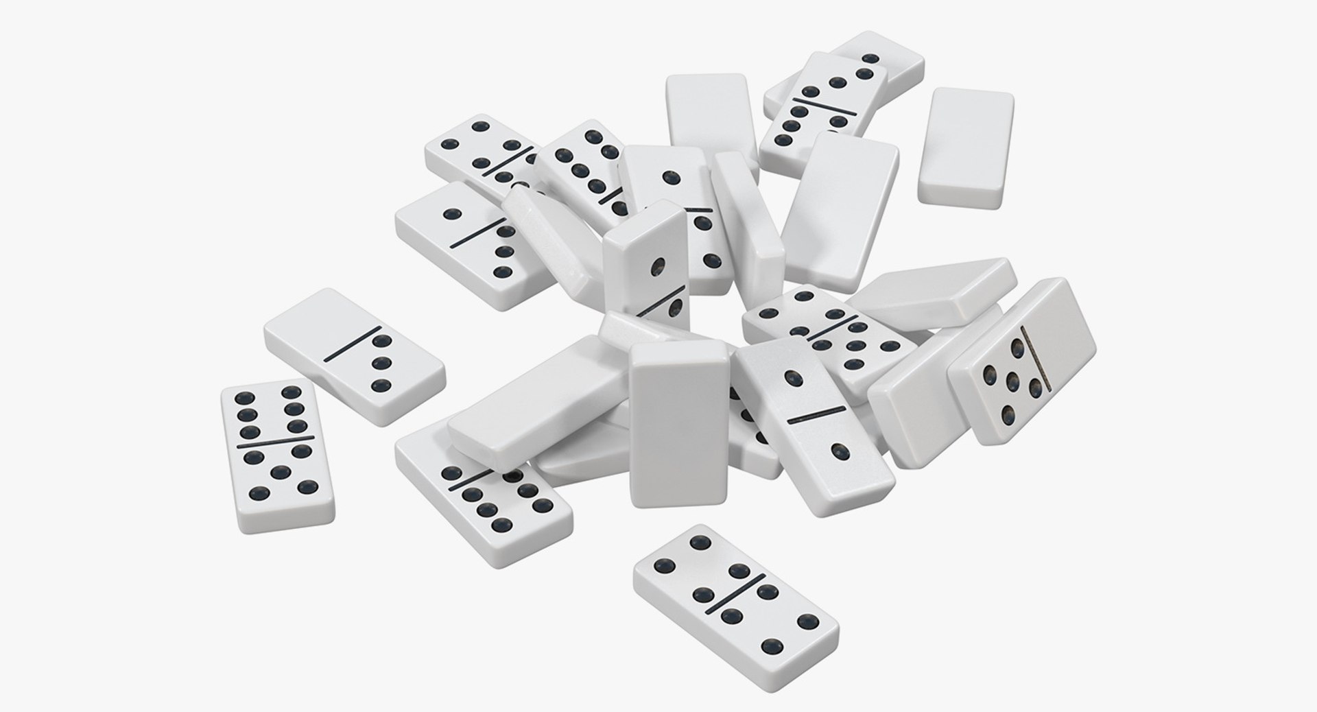 Bunch of White Domino Knuckles 3D Model 3D model preview