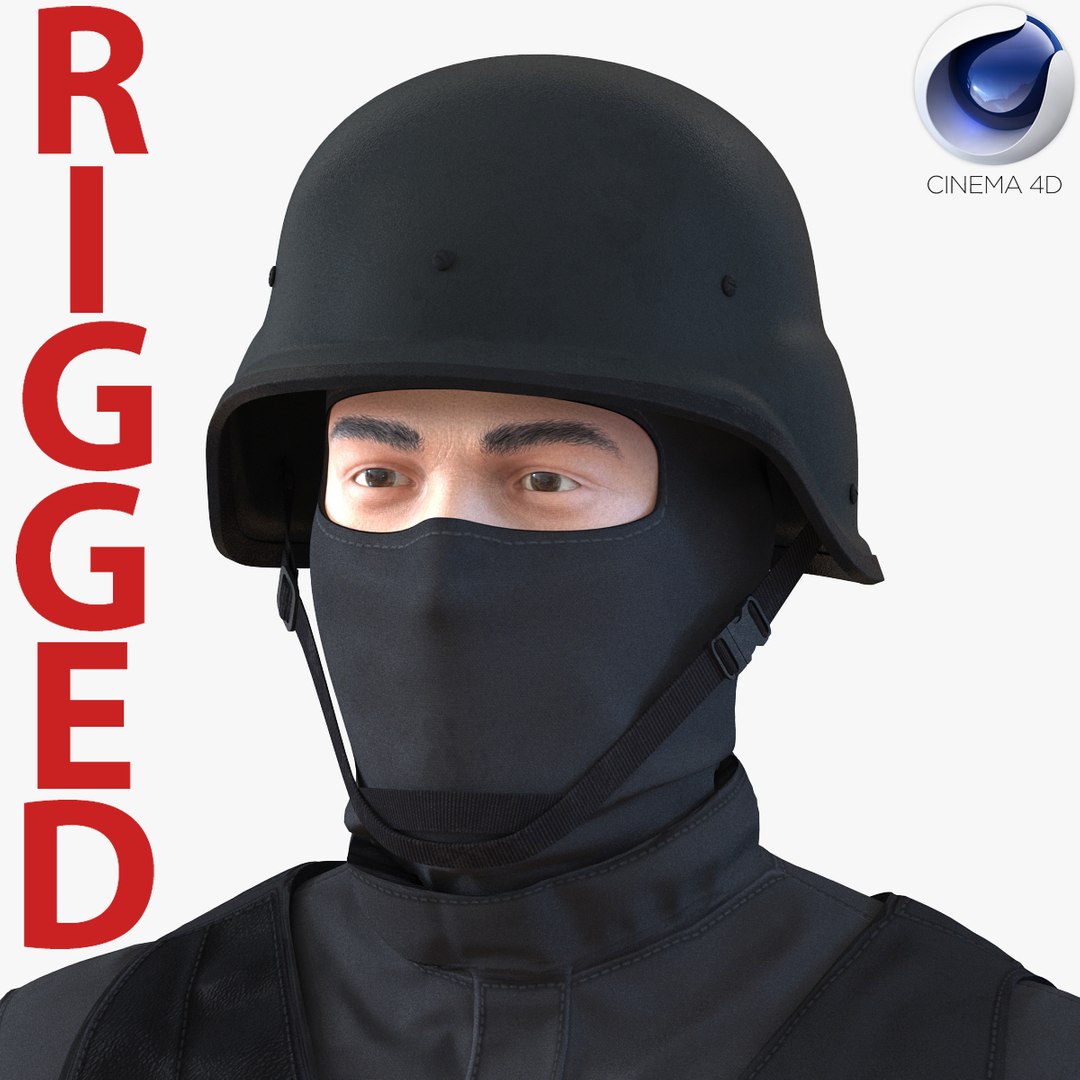 SWAT Man Mediterranean Rigged 3 for Cinema 4D 3D Model 3D model preview