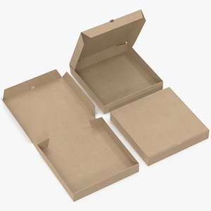 3D pizza boxes kraft paper model