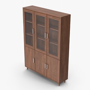 3D Display Cabinet Dark Wood model