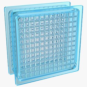 3D Quadra Glass Block Blue