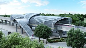3D Light Rail Station 16 model