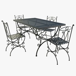 wrought-iron table chairs 3D model