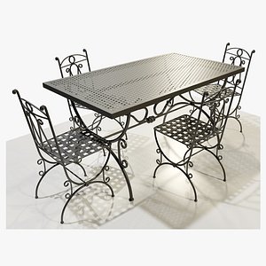 wrought-iron table chairs 3D model