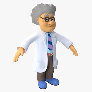 3d cartoon scientist rigged model
