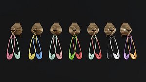 3D model Safety pin earrings 7 styles 11 colors