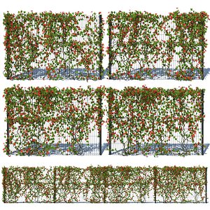 3D Metal Fence 3D H - 173 with Ivy v2