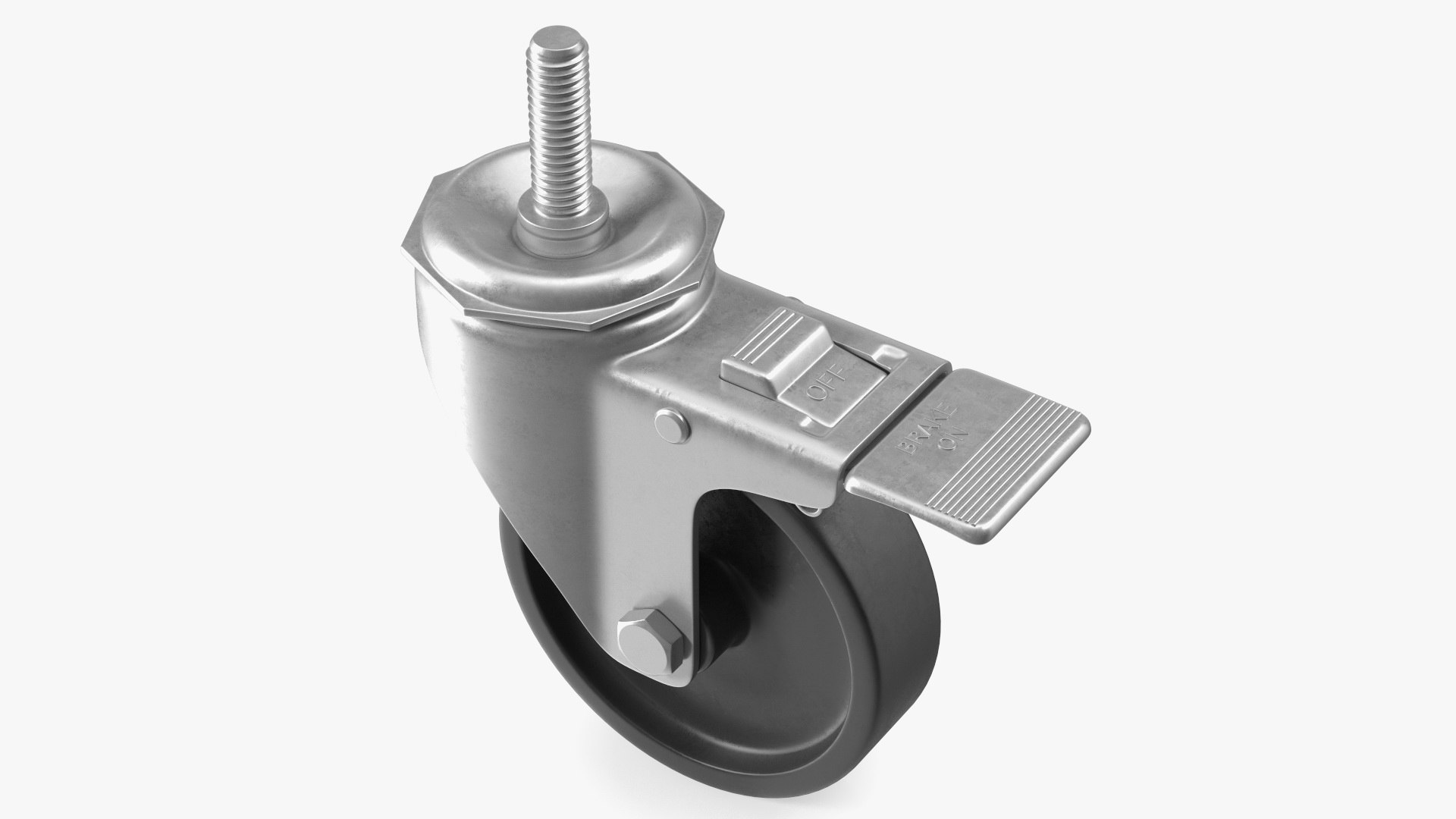 Swivel Threaded Stem Caster with Brake 3D model preview