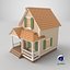 Cartoonish Wooden House Low Poly 3D Model 03 model