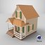 Cartoonish Wooden House Low Poly 3D Model 03 model