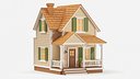 Cartoonish Wooden House Low Poly 3D Model 03