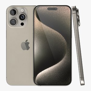 Apple iPhone 15 Pro Max Natural Titanium 3D model
