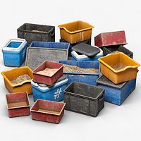 Plastic Storage Bins and Crates Pack - 11 Game Ready 4K PBR