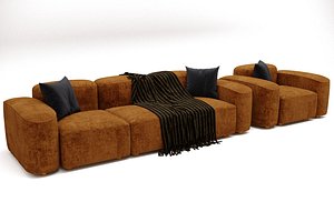 Modular sofa and armchair combination in cubist style model