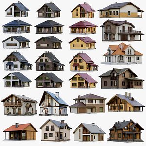 3D Cottage House Realtime Bundle model