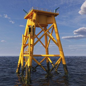 Crane for Wind Farms on Offshore Support Platform 3D model