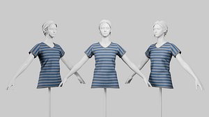 3D Female T-Shirt 01 Grey