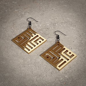 earrings pendant geometric shapes 3D model