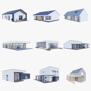 10 Houses - Created with fully parametric Revit Families 3D model